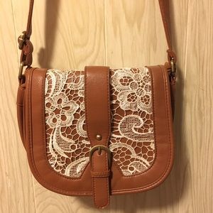 Brown crochet crossbody bag